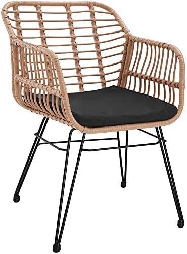TecTake 800802 Salon de Jardin en Rotin 2 Personnes Résine Tressée Ensemble Table et Chaises Coussins d´Assise Amovibles – Diverses Couleurs (Marron Naturel) – Image 4