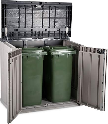 dobar® 95604e Revêtement de Poubelle en Plastique pour 2 poubelles de 120 l - Abri pour Jardin - 129,5 x 74,5 x 111 cm - Taupe/Anthracite – Image 5