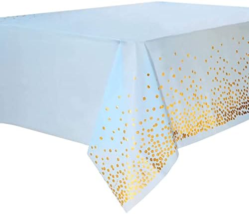 Lot de 4 nappes jetables noires et dorées pour table rectangulaire - Confettis dorés - Pour pique-nique, mariage, fête d'anniversaire, Noël, remise de diplôme, cocktail, 137 x 275 cm - Or noir – Image 9