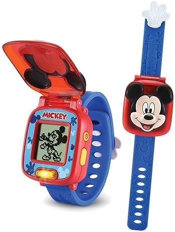 VTech - Disney Junior, La Montre-Jeu Interactive de Mickey, Clapet avec Écran Animé, Bracelet Souple, 8 Cadrans, 4 Jeux Éducatifs, Cadeau Enfant de 3 Ans à 7 Ans - Contenu en Français