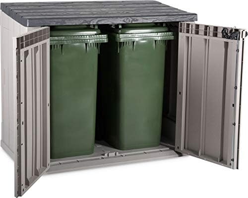 dobar® 95604e Revêtement de Poubelle en Plastique pour 2 poubelles de 120 l - Abri pour Jardin - 129,5 x 74,5 x 111 cm - Taupe/Anthracite – Image 4
