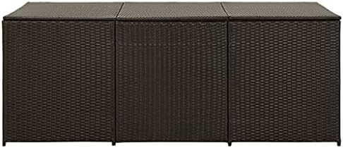 vidaXL Boîte de Rangement de Jardin Coffre de Rangement d'Extérieur Banc de Rangement Stockage Arrière-Cour Résine Tressée 180x90x70 cm Marron – Image 3