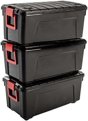 Iris Ohyama, Lot de 3 Grandes boîtes, Organisateur de rangement plastique, avec couvercle & Boîtes, Organisateur de rangement plastique, Lot de 2, 50L, Hermétique, Clips, Chambre – Image 2