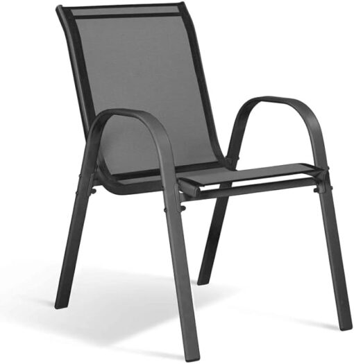 IDMarket - Salon de Jardin Madrid Table 190 CM et 8 chaises empilables Gris Anthracite – Image 4