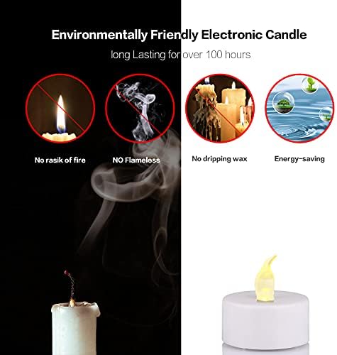 Lot de 50 bougies LED CR2032 piles Unscented chauffe-plat sans flamme claire vacillante gefälschte Bougie pour la maison décorations de Noël Mariage(Lumière blanche chaude) – Image 4