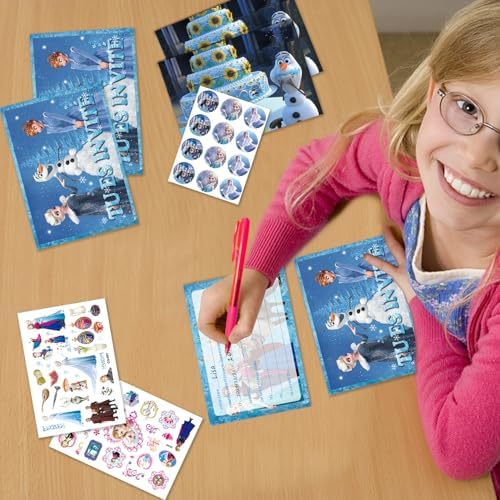 Byhsoep 12 Invitation Anniversaire Fille,Carte Invitation Princesse Avec Enveloppes et Autocollants,Cartes d'invitation de Fête en Français Princesse pour Enfants Filles – Image 7