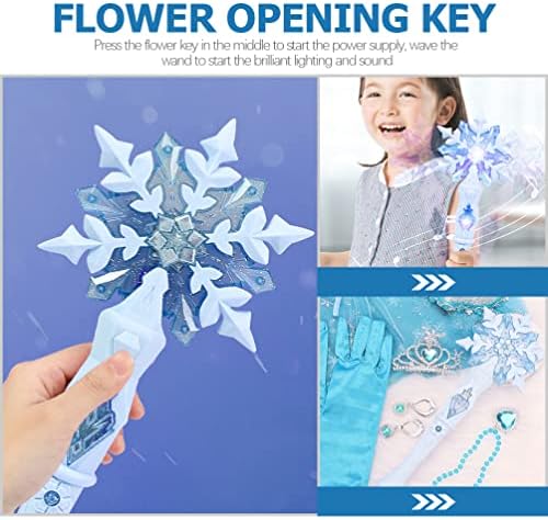 SAFIGLE Baguette magique lumineuse en forme de flocon de neige à LED avec son - Accessoire de costume pour enfants - Cadeaux d'anniversaire de Noël pour enfants et filles - Bleu – Image 2