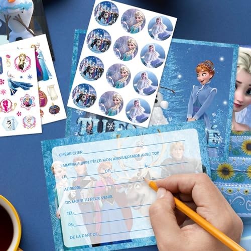Byhsoep 12 Invitation Anniversaire Fille,Carte Invitation Princesse Avec Enveloppes et Autocollants,Cartes d'invitation de Fête en Français Princesse pour Enfants Filles – Image 3