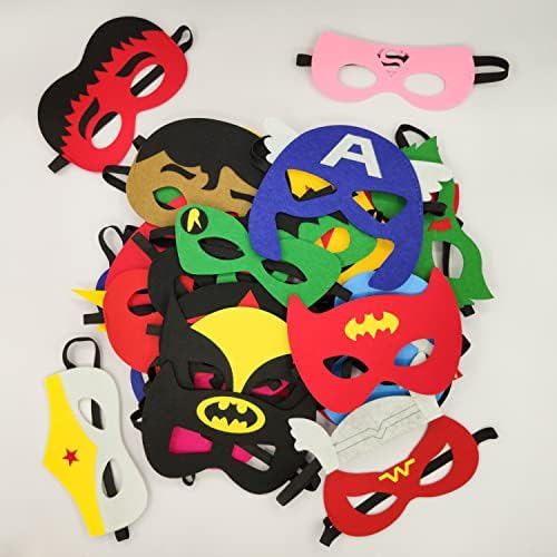 Goujfol Masque de Super Héros, 32 Pièces Cosplay Feutre Masque Enfant, Decoration Spiderman Anniversaire Deguisement, Super Heros Accessoires Noël Party Cadeaux Fete d'anniversaire – Image 6