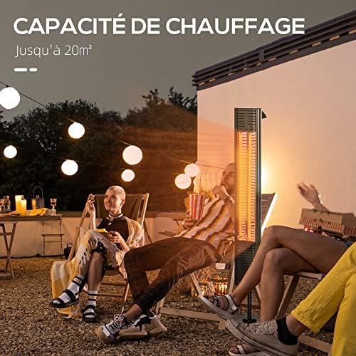 Outsunny Chauffage infrarouge ULG + sur pied 20 m² chauffage radiant électrique chauffage d'appoint sans CO₂ protection IPX5 6 niveaux de chaleur 650/1000/1320/1500/1750/2000W télécommande fournie – Image 6