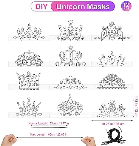 Hifot DIY Masque Enfant, Couronne Masques pour Enfants Roi, Blanche Masques à Colorier pour Cosplay Activités Manuelles Enfants Carnaval Activité Anniversaire (12 Pièces) – Image 4