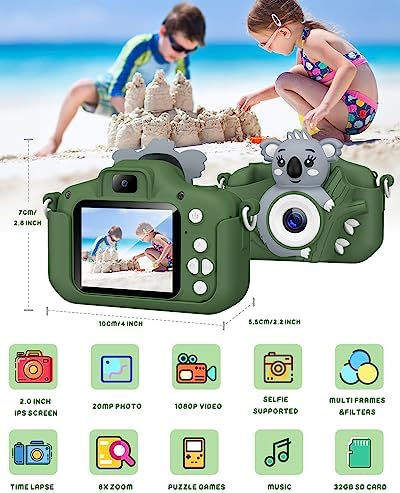 Appareil Photo Enfant, 2.0 Pouces Appareils Photos Numériques pour Enfants avec 32GB SD Carte,HD 1080P Mini Caméra Enfant Rechargeable pour Garçons et Filles, Cadeaux pour Enfants de 3 à 12 Ans – Image 2