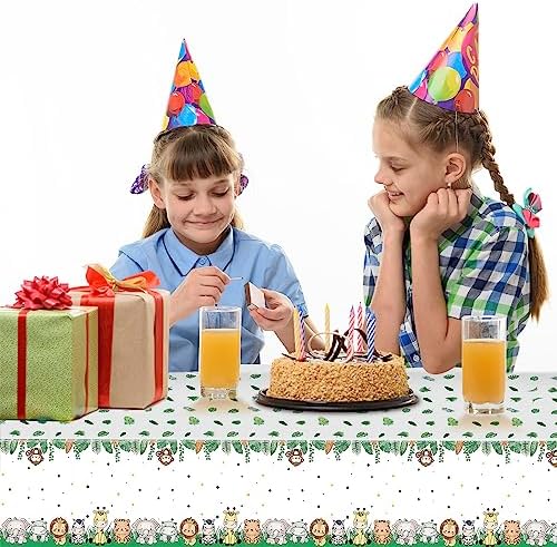 Mkitnvy Nappe Anniversaire en Papier, 4 Pièces Anniversaire Jungle, 137 x 274cm Nappe Anniversaire Fille, pour Enfants Garçons Filles Baby Shower Décorer d'anniversaire Fête à Thème Jungle – Image 5