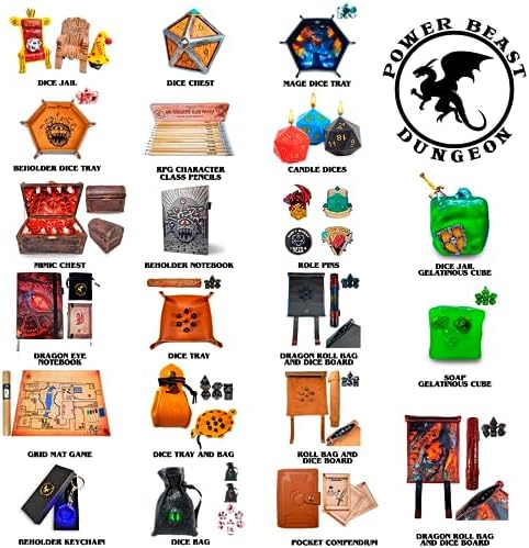 POWER BEAST Dungeon Sac pour Les dés et Piste de Dés Cuir, 2 en 1, Sac et Plateau Jeu de Dés + Ensemble de Dés, Donjons et Dragons, D&D, Dungeons and Dragons, DND, RPG, Jeux de Rôle. (Dragon) – Image 6