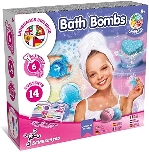 Science4you-Coffret Création Bombe de Bain Kits Éducatifs de Sciences avec 6 Expériences Scientifiques, Cadeau Enfants 6 7 8 9+ Ans