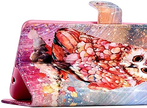 Uposao Huawei P30 Lite Coque Étui à Rabat en Cuir PU,3D Effet Motif Coloré Fleur Pochette Portefeuille Housse Paillettes Glitter Folio Flip Case Stand Coque pour Huawei P30 Lite,Hibou – Image 3