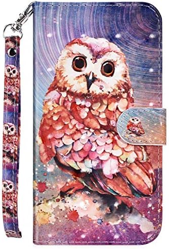Uposao Huawei P30 Lite Coque Étui à Rabat en Cuir PU,3D Effet Motif Coloré Fleur Pochette Portefeuille Housse Paillettes Glitter Folio Flip Case Stand Coque pour Huawei P30 Lite,Hibou – Image 2