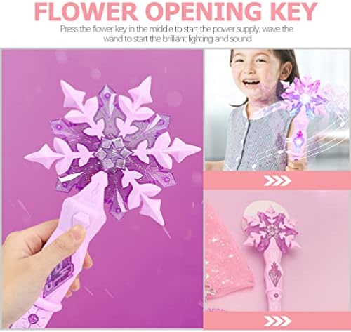 SAFIGLE Baguette magique lumineuse flocon de neige LED avec son - Accessoire de costume pour enfants - Cadeau d'anniversaire de Noël - Rose – Image 3