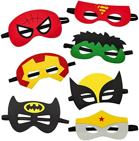 Goujfol Masque de Super Héros, 32 Pièces Cosplay Feutre Masque Enfant, Decoration Spiderman Anniversaire Deguisement, Super Heros Accessoires Noël Party Cadeaux Fete d'anniversaire – Image 5
