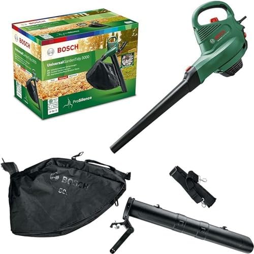 Bosch Home and Garden Aspirateur/Souffleur/Broyeur de feuilles Universa lGardenTidy 3000 (sac de collecte de 50 L, vitesse variable, pour souffler, aspirer et broyer les feuilles, dans boîte carton)
