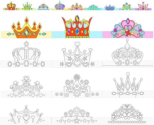 Hifot DIY Masque Enfant, Couronne Masques pour Enfants Roi, Blanche Masques à Colorier pour Cosplay Activités Manuelles Enfants Carnaval Activité Anniversaire (12 Pièces)