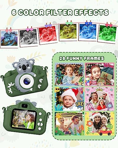 Appareil Photo Enfant, 2.0 Pouces Appareils Photos Numériques pour Enfants avec 32GB SD Carte,HD 1080P Mini Caméra Enfant Rechargeable pour Garçons et Filles, Cadeaux pour Enfants de 3 à 12 Ans – Image 3