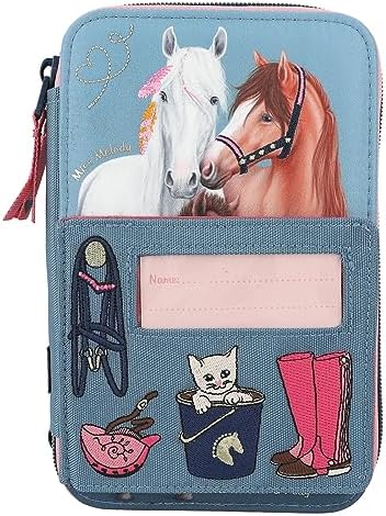 Depesche 12535 Miss Melody My Little Farm-Trousse 3 Crayons de Couleur, règle, Ciseaux, décorations en Broderie et Compartiment pour Cartes nominatives, Multicolore
