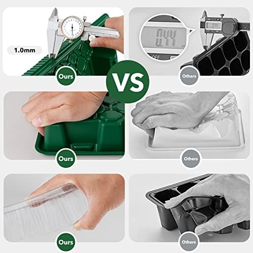 YAUNGEL Mini Serre pour Plantes, XL Intérieure Plateau Semis avec couvercles rehaussés, 38x24x12 CM Bac à semis Pépinière Boîte de Culture Durables, 4 Pièces 160 Cellules, Vert – Image 4