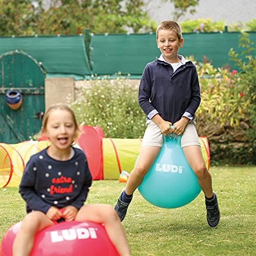 LUDI - Ballon Sauteur XXL Bleu - Jouet Sauteur Gonflable - Plastique PVC épais et résistant - Développe la motricité - Jouet d'intérieur et extérieur - Diamètre 55 cm - Dès 5 Ans – Image 4