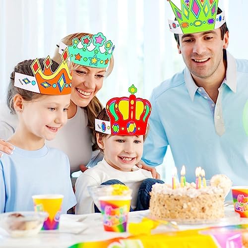 Hifot DIY Masque Enfant, Couronne Masques pour Enfants Roi, Blanche Masques à Colorier pour Cosplay Activités Manuelles Enfants Carnaval Activité Anniversaire (12 Pièces) – Image 6