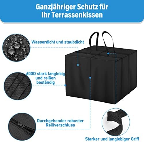 Nomiou Sac de Rangement XXL pour Coussins de Jardin, Housse de Protection imperméable - Sac de Transport Lourd - Oxford 600D - pour Coussin de Jardin - 60 x 80 x 80 cm… – Image 3
