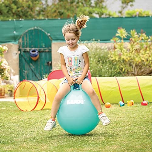LUDI - Ballon Sauteur XXL Bleu - Jouet Sauteur Gonflable - Plastique PVC épais et résistant - Développe la motricité - Jouet d'intérieur et extérieur - Diamètre 55 cm - Dès 5 Ans – Image 2