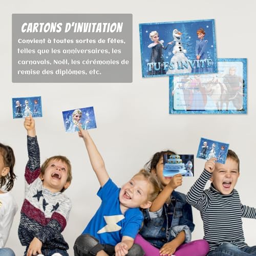 Byhsoep 12 Invitation Anniversaire Fille,Carte Invitation Princesse Avec Enveloppes et Autocollants,Cartes d'invitation de Fête en Français Princesse pour Enfants Filles – Image 4