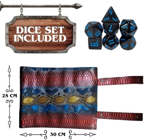 POWER BEAST Dungeon Sac pour Les dés et Piste de Dés Cuir, 2 en 1, Sac et Plateau Jeu de Dés + Ensemble de Dés, Donjons et Dragons, D&D, Dungeons and Dragons, DND, RPG, Jeux de Rôle. (Dragon) – Image 2