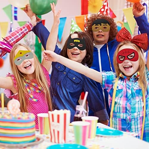 Goujfol Masque de Super Héros, 32 Pièces Cosplay Feutre Masque Enfant, Decoration Spiderman Anniversaire Deguisement, Super Heros Accessoires Noël Party Cadeaux Fete d'anniversaire – Image 2
