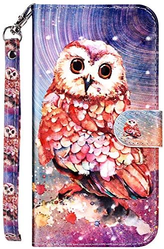 Uposao Huawei P30 Lite Coque Étui à Rabat en Cuir PU,3D Effet Motif Coloré Fleur Pochette Portefeuille Housse Paillettes Glitter Folio Flip Case Stand Coque pour Huawei P30 Lite,Hibou – Image 5