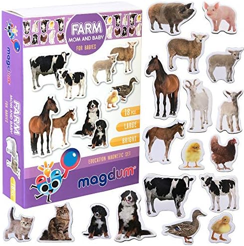 magdum Magnet frigo Enfant Maman et Bébé Animaux magnetiques - 19 Magnet Enfant - Frigo Jouet - Frigo Enfant - Frigo Enfant Jouet - Aimant frigo Enfant - Jouet Enfant 3 Ans - Emants magnetique