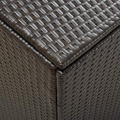 vidaXL Boîte de Rangement de Jardin Coffre de Rangement d'Extérieur Banc de Rangement Stockage Arrière-Cour Résine Tressée 180x90x70 cm Marron – Image 7