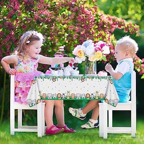 Mkitnvy Nappe Anniversaire en Papier, 4 Pièces Anniversaire Jungle, 137 x 274cm Nappe Anniversaire Fille, pour Enfants Garçons Filles Baby Shower Décorer d'anniversaire Fête à Thème Jungle – Image 6