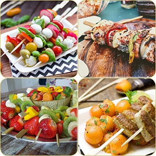 COM-FOUR® 300x brochettes de finger food en bois de bambou - brochettes en bois avec une large surface de préhension - brochettes de gril pour ménage, buffet ou gastro (300 pièces - 18cm) – Image 2