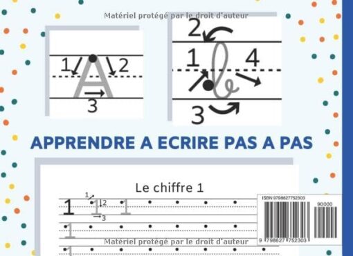 Cahier d'écriture pour Enfant de Grande Section de Maternelle et CP: Lettres Capitales, Lettres Cursives Minuscules et Chiffres, Format Adapté – Image 2