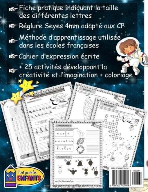 J'APPRENDS à ECRIRE en Cursive ESPACE: Cahier d'Ecriture Cursive pour Apprendre A Ecrire en Attaché Minuscule et Majuscule - Fiche Alphabet Incluse et Jeux Ludiques pour Enfants à partir de 6 ans CP – Image 2