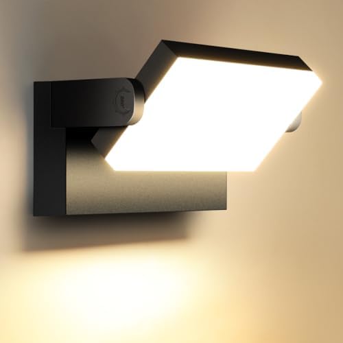 LEDMO 60W Applique Murale Exterieur, 6000Lm éclairage Mural d'extérieur étanche IP65, Lampe Projecteur Exterieur Led Réglable pour Terrasse Entrée Jardin, Noire 3000K.