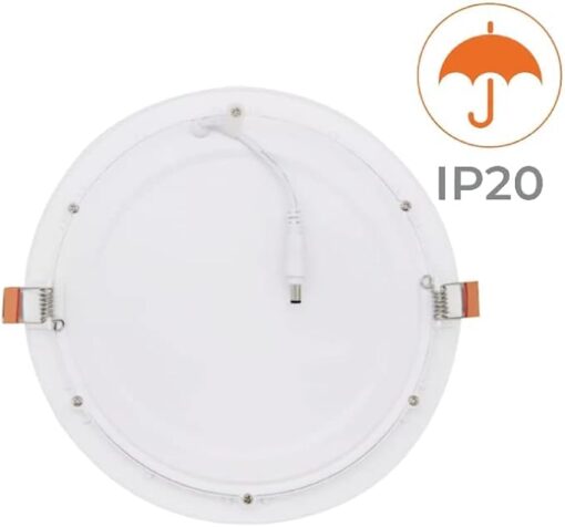 Leduni® Plafonnier LED rond en aluminium, 20 W 2 000 lm 120° IP20 225 mm, partie encastrable 205 mm 1 pièce Lumère blanc froid 6000 K – Image 3