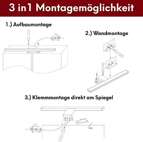 kalb | 100cm LED lampe salle de bain lampe miroir 230V, chrome, blanc neutre – Image 3
