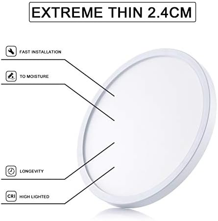 Yafido Plafonnier LED 28W UFO Panel Rond Lampes de Plafond Moderne Ultra-mince LED Lampe 2520LM Blanc Froid 6500K Facile à installer Applicable à Salle de Bain Chambre Cuisine Salon Balcon Ø30cm – Image 2
