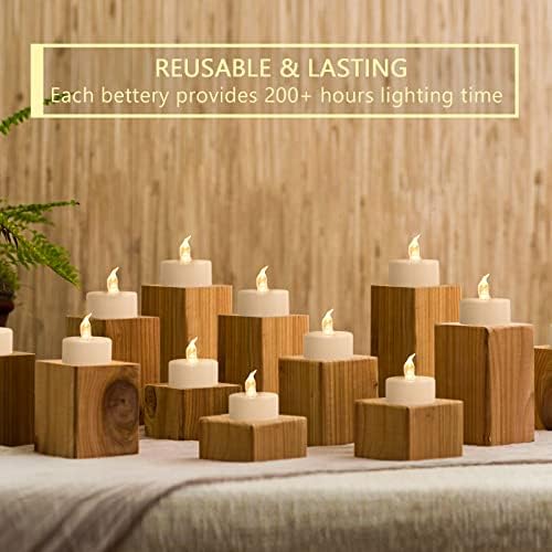 Abrief Lot de 50 bougies chauffe-plat à piles - Bougies chauffe-plat LED réalistes et lumineuses vacillantes sans flamme pour fêtes saisonnières et festives, lampe blanche chaude – Image 5