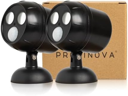 Proxinova Lampe Detecteur de Mouvement exterieur, Eclairage LED a pile, 2 Unités, Projecteur Sans Fil, Spot LED Exterieur, 1000 Lumen, Tête rotative à 360 °, éclairage Mural d'extérieur