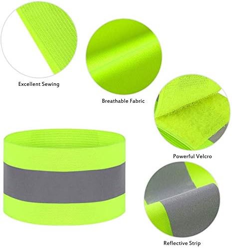 Nasharia Lot de 6 bandes réfléchissantes, bracelet réfléchissant, bande réfléchissante de sécurité, bande réfléchissante pour extérieur, jogging, cyclisme, course, équitation, enfants, fermeture – Image 2
