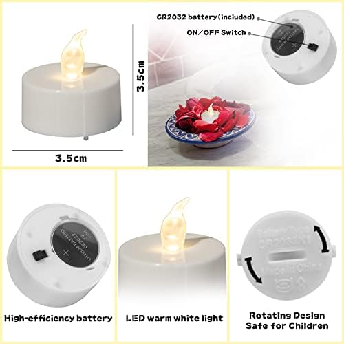 Abrief Lot de 50 bougies chauffe-plat à piles - Bougies chauffe-plat LED réalistes et lumineuses vacillantes sans flamme pour fêtes saisonnières et festives, lampe blanche chaude – Image 2